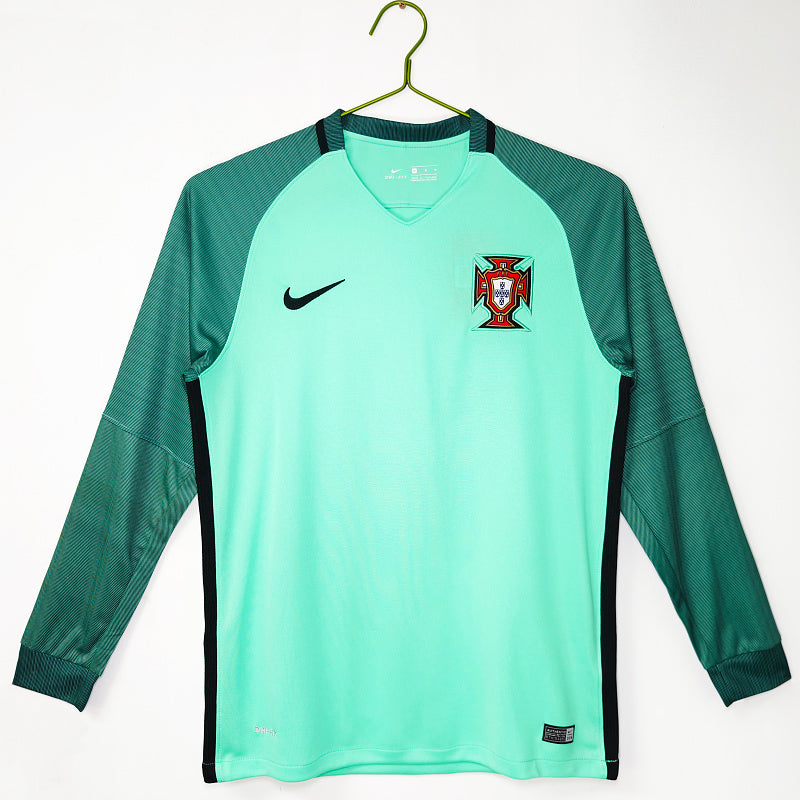 Portugal 2016 Visitante Manga Larga Verde Retro