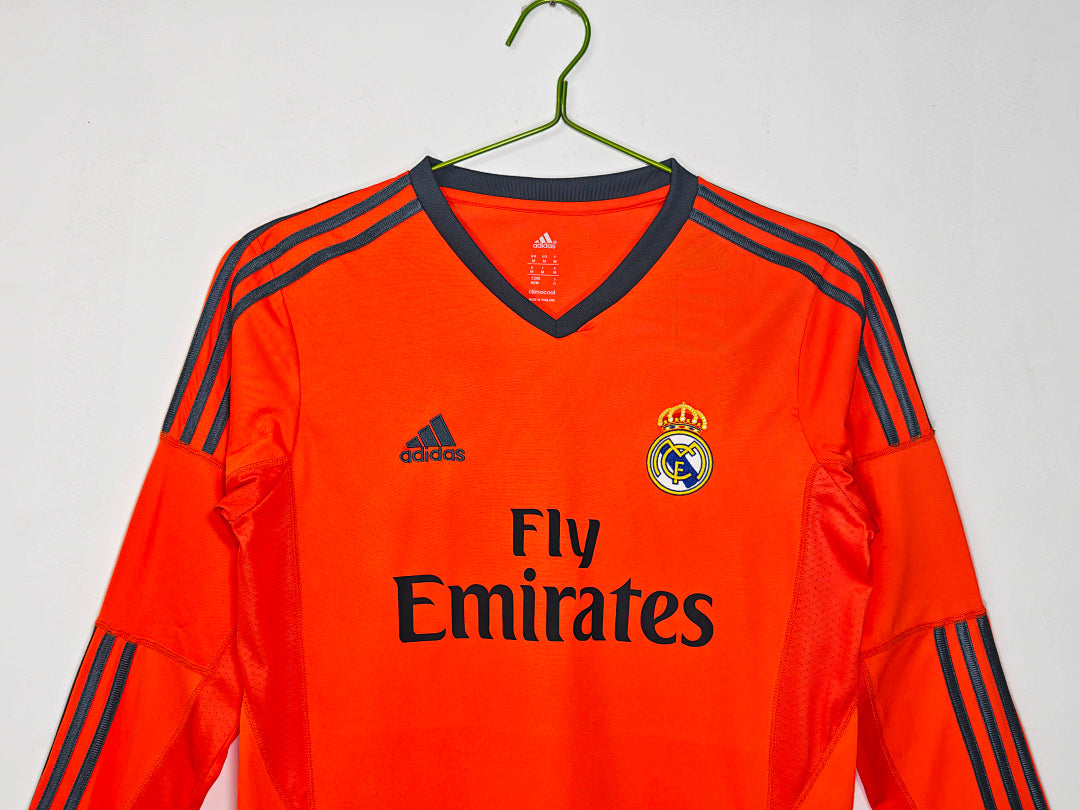 Real Madrid 2013/14 Segunda Visitante Manga Larga Naranja