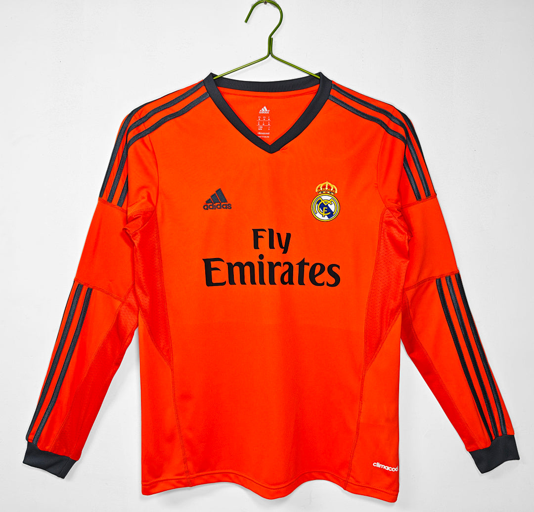 Real Madrid 2013/14 Segunda Visitante Manga Larga Naranja