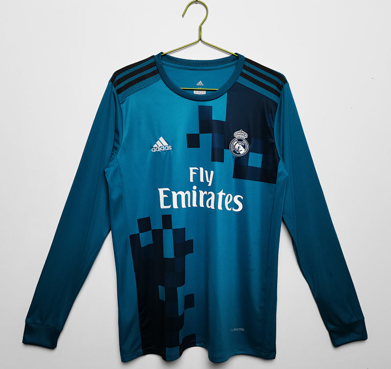 Real Madrid 2017/18 Segunda Visitante Manga Larga Retro