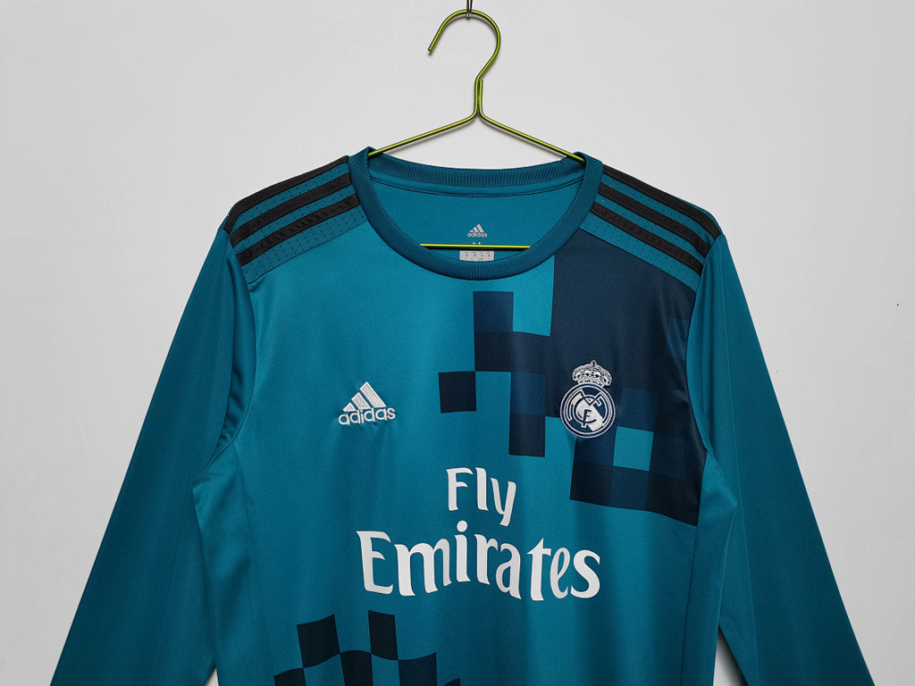 Real Madrid 2017/18 Segunda Visitante Manga Larga Retro