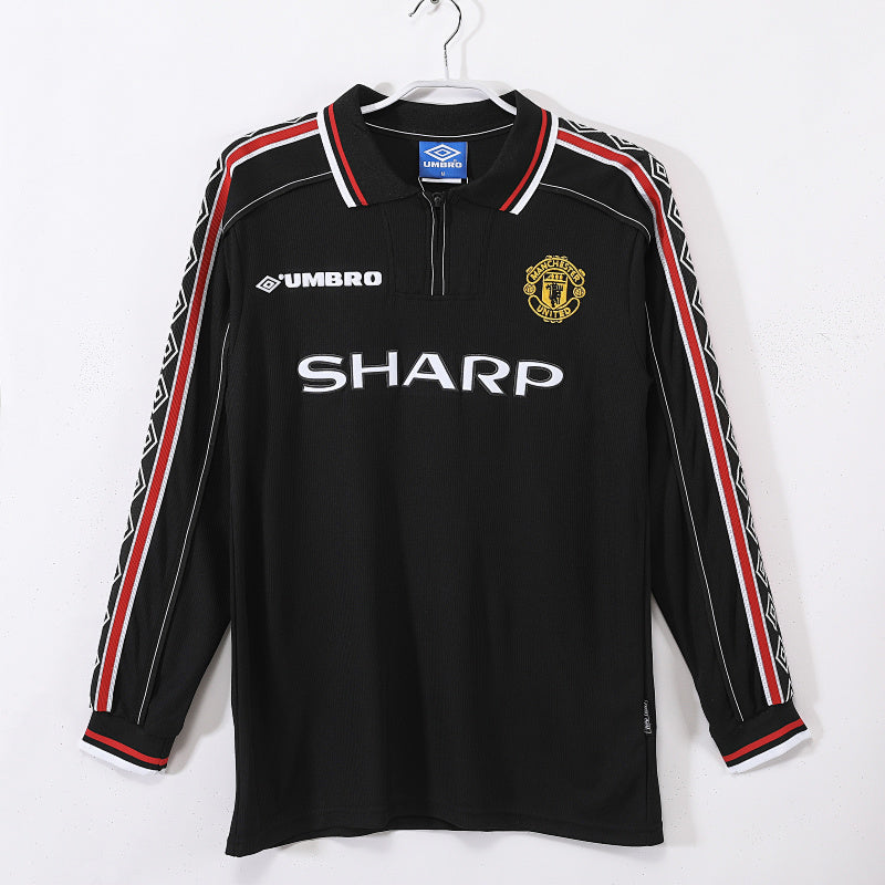 Manchester United 1998/99 Manga Larga Negro
