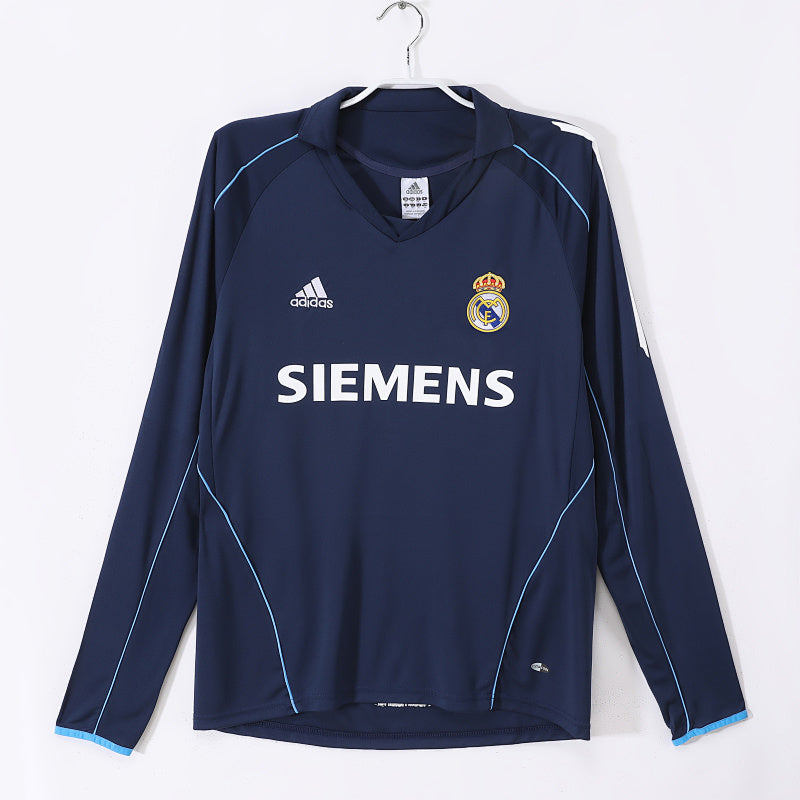 Real Madrid 2005/06 Visitante Manga Larga Azul Rey
